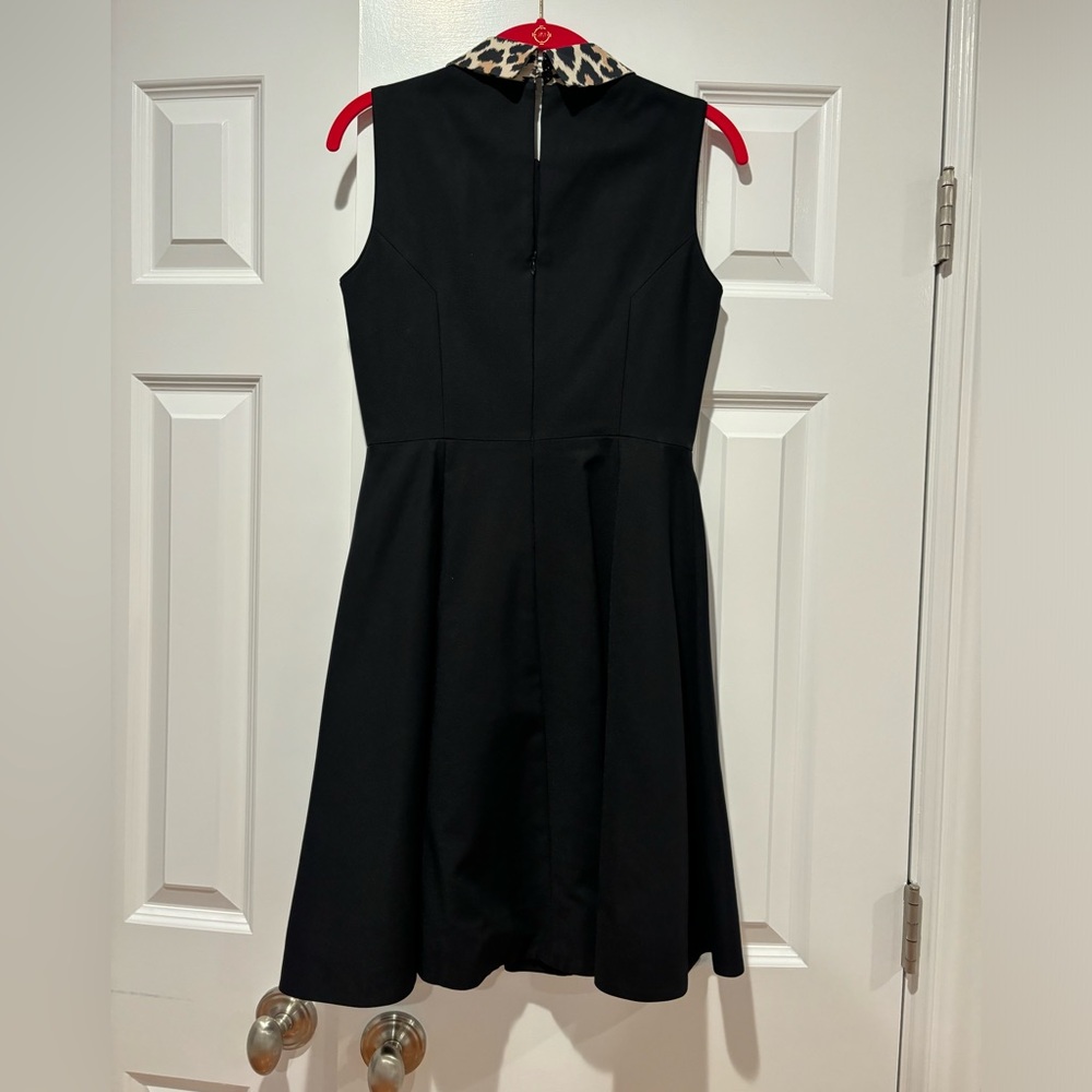 Vintage Kate Spade Fit & Flare Black Sleeveless Mini Dress With Leopard Collar - Picture 3 of 9